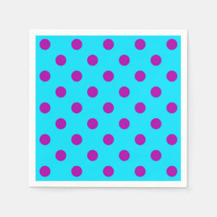 Purple On Blue Polka Dots Pattern Design Napkin