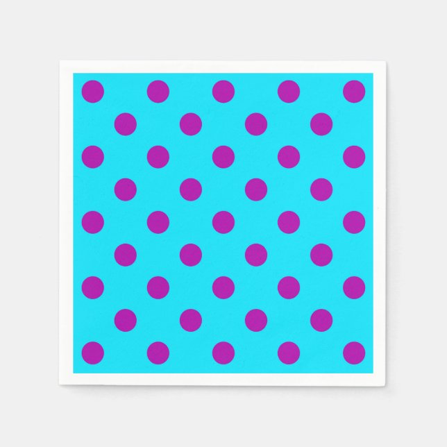 Purple On Blue Polka Dots Pattern Design Napkin (Front)