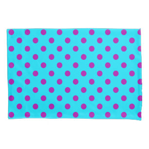 Purple On Blue Polka Dots Pattern Design Pillowcase