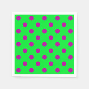 Purple On Green Polka Dots Pattern Design  Napkin