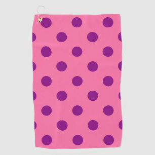 Purple On Pink Polka Dots Pattern Design Golf Towel