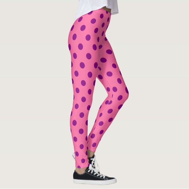 Purple On Pink Polka Dots Pattern Design Leggings (Creator Uploaded)