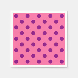 Purple On Pink Polka Dots Pattern Design Napkin