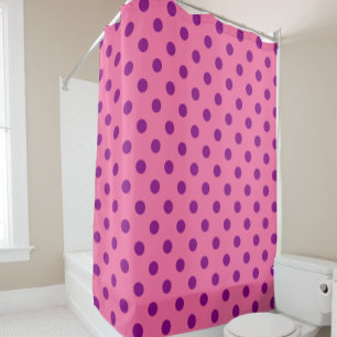 Purple On Pink Polka Dots Pattern Design Shower Curtain