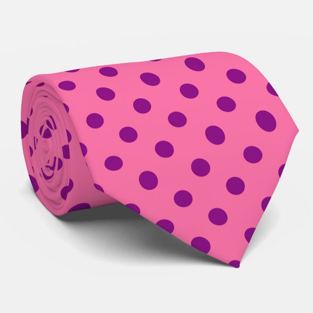 Purple On Pink Polka Dots Pattern Design Tie (Creator Uploaded)