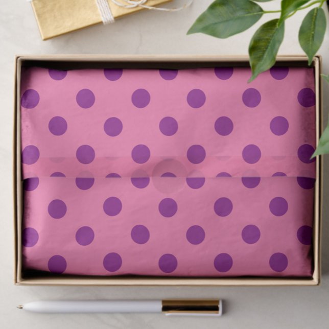 Purple On Pink Polka Dots Pattern Design Tissue Paper (Creator Uploaded)