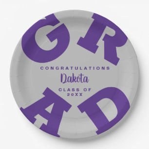 Purple on Silver Grey Grad Custom Paper Plate