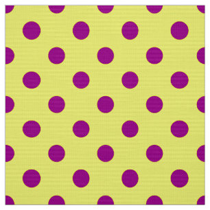 Purple On Yellow Polka Dots Pattern Design  Fabric