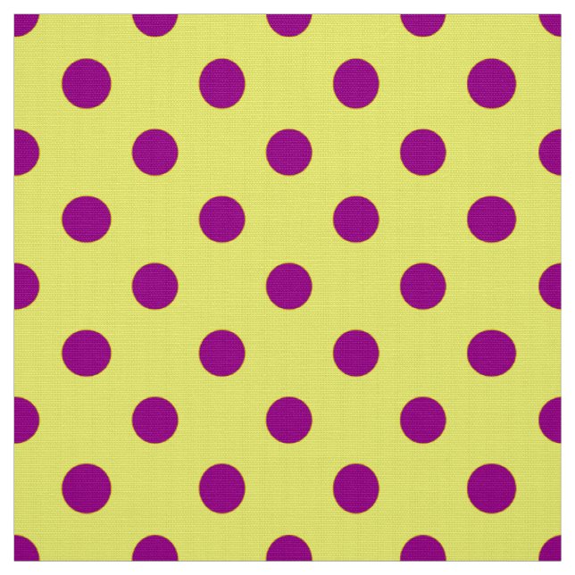 Purple On Yellow Polka Dots Pattern Design  Fabric (Swatch)