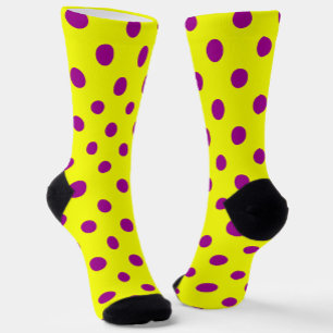 Purple On Yellow Polka Dots Pattern Design Socks