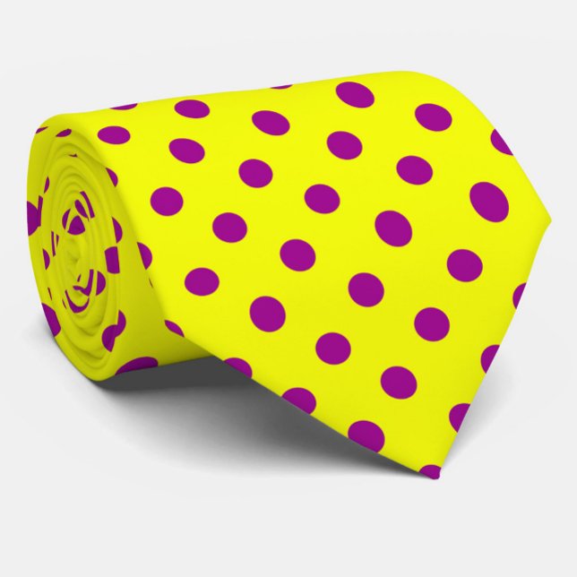 Purple On Yellow Polka Dots Pattern Design  Tie (Creator Uploaded)