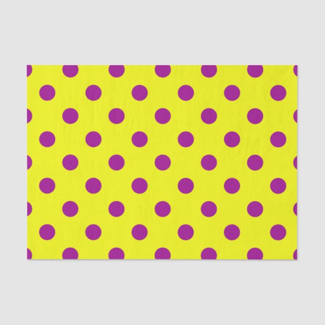 Purple On Yellow Polka Dots Pattern Design  Tissue Paper (Front)