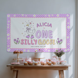 Purple One Silly Goose-Girl 1st Birthday Backdrop Banner