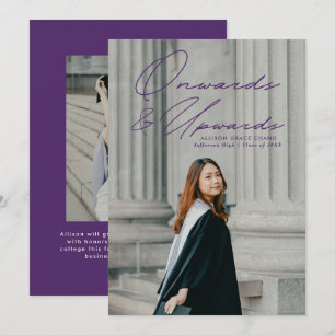 Purple Onwards and Upwards 2 Photo Graduation Announcement