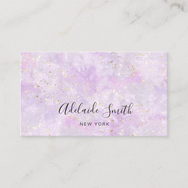 purple opal faux glitter business card (Front)