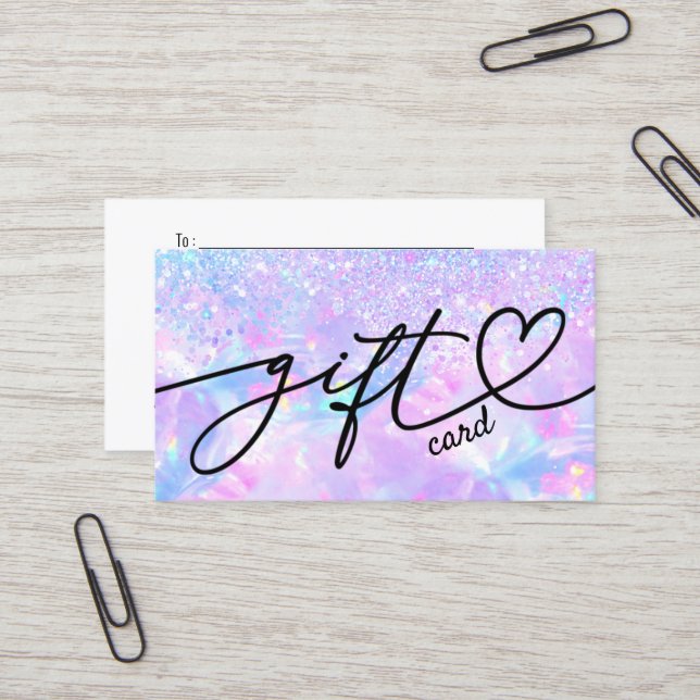  purple opal glitter small gift card (Front/Back In Situ)