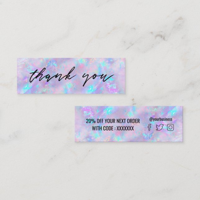 purple opal inspired background mini business card (Front/Back)