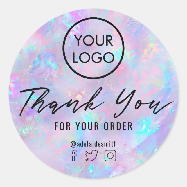 purple opal inspired texture thank you  classic round sticker (Front)