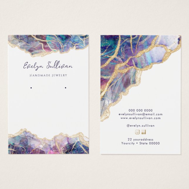Purple opal jewellery display card (Front & Back)