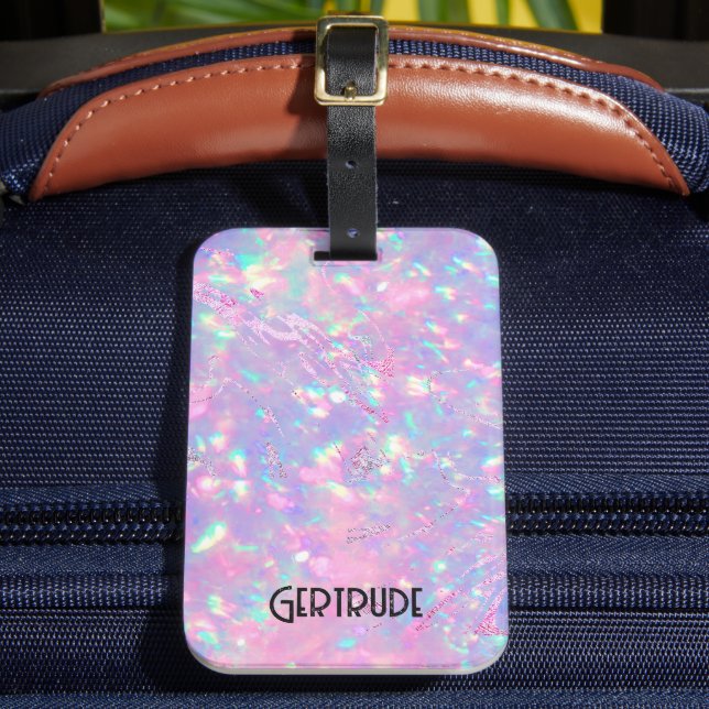 purple opal  luggage tag (Front Insitu 2)