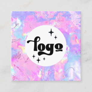 purple opal square business card