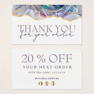 Purple opal thank you discount card
