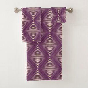 Purple Optical Stripes Bath Towel Set