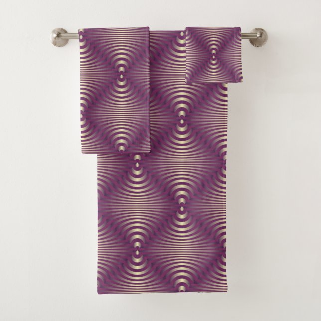 Purple Optical Stripes Bath Towel Set (Insitu)