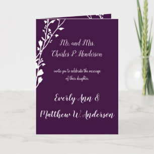 Purple or any colour Floral Wedding Invitation