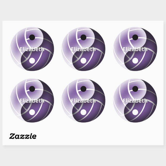 purple or ANY colour yin yang girls volleyball Classic Round Sticker (Sheet)