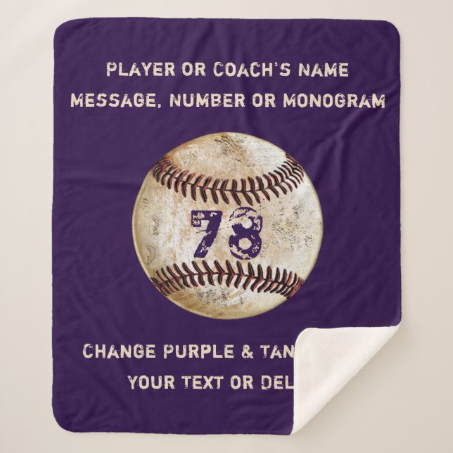 Purple or Your Colours Cosy Sherpa Baseball Blanket (Front)