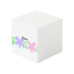 Purple orange abst floral watercolor add name text cube