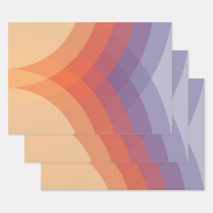 Purple, orange and blue colourful pastel arches wrapping paper sheet