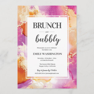 Purple, orange and gold Brunch & Bubbly Invitation