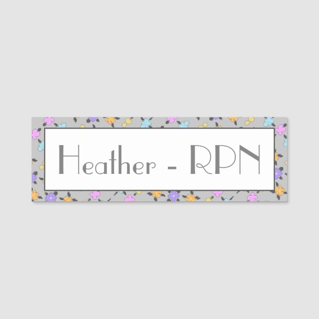 Purple Orange And Grey Personalised Name Tag (Front)