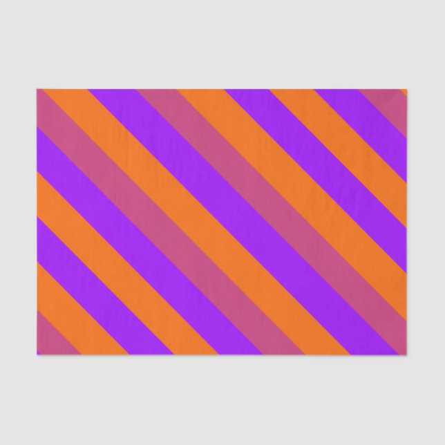 Purple, Orange and Pink  Diagonal Stripes Tissue Paper (Front)
