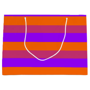 Purple, Orange and Pink  Stripes Large Gift Bag