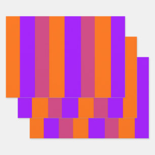 Purple, Orange and Pink  Stripes Wrapping Paper Sheet
