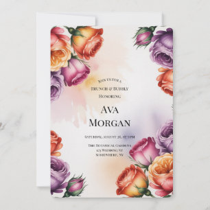 Purple Orange and Red Roses Brunch & Bubbly Invitation