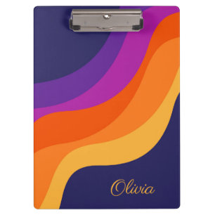 Purple orange and yellow retro diagonal waves  clipboard