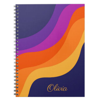 Purple orange and yellow retro diagonal waves  notebook
