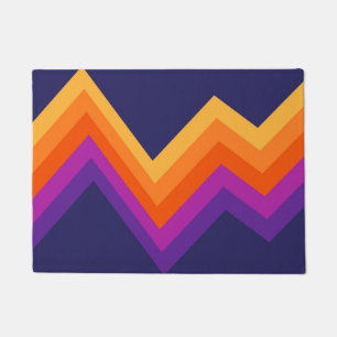 Purple, orange and yellow retro zigzag design doormat