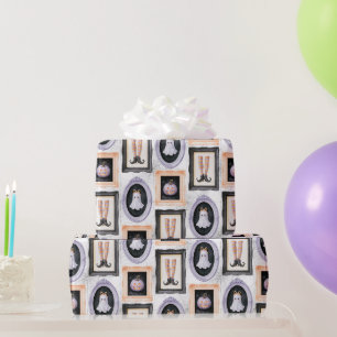 Purple Orange Black Ghosts Birthday Wrapping Paper