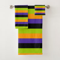Purple Orange Black Green Witchy Stripes Halloween