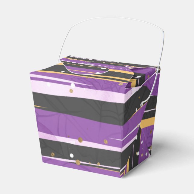 PURPLE ORANGE BLACK HALLOWEEN STRIPES FAVOUR BOX (Front Side)