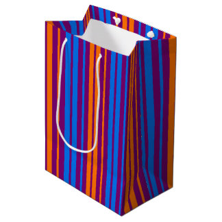 Purple Orange Blue Vertical Stripes Design Medium Gift Bag