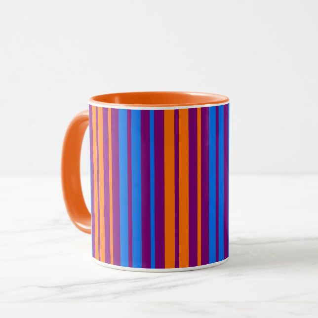 Purple Orange Blue Vertical Stripes Design   Mug (Front Left)