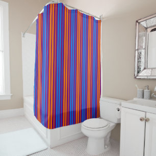 Purple Orange Blue Vertical Stripes Design Shower Curtain