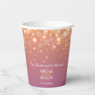 Purple orange champagne bubbles wedding paper cups