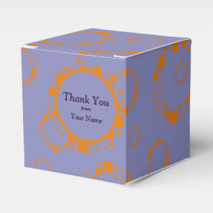 Purple Orange Circle Squares Pattern Festive Gift Favour Box